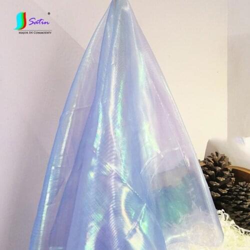 High Quality Width 150cm Gradient Perspective Fabric Laser Symphony Organza, Colorful Dress Wedding Designer Fabric A0079F