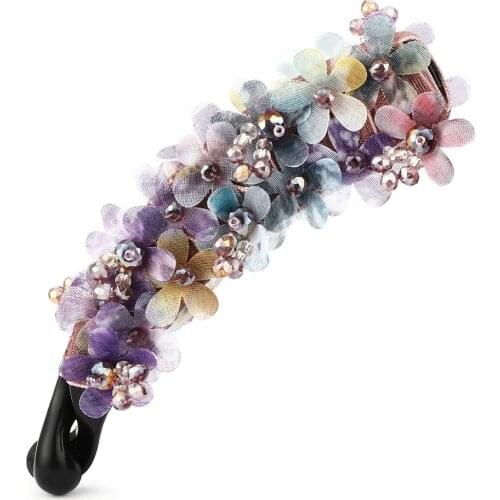 Elegant Colorful Flower Hairpins Barrettes for Women Female Long Banana Hair Claw Clips Clamp Headwear Hair Styling Accessories