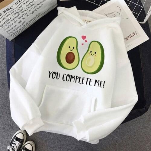 Women Ullzang Warm 90s Grunge Cute SweatshirtsAvocado Harajuku Funny Cartoon Small Fresh Hoodies Kawaii Graphic Hoody Female