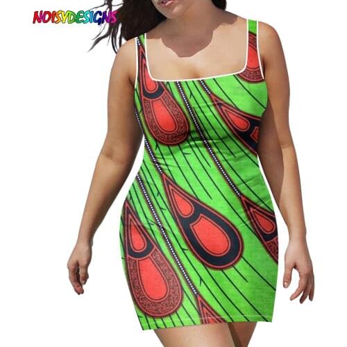 NOISYDESIGNS Women Dress Casual Female Summer Green Orange Peacock Feathers Ankara African Print Dresses Vestidos Clothing