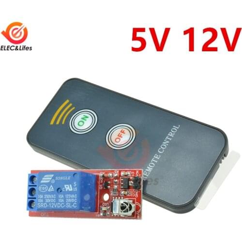 DC 5V 12V 1 Channel Relay Module Infrared IR Wireless Remote Switch Control Relay Driving Board Controller for Electronic DIY