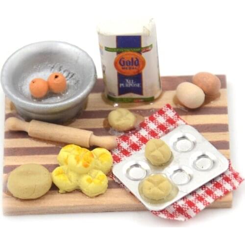 1 set Food Cooking Kitchen Eggs Milk Bread Board Dollhouse Miniature Play Kitchen Toys Tableware For Girl Gifts Play House Toy