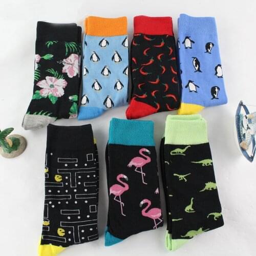 1 Pair Fashion Hip Hop Cartoon Men Socks Cartoon Fruit Personality Skateboard Breathable harajuku Happy Socks Calcetines Hombre
