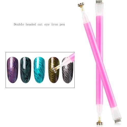 1Pcs Plum Blossoming Pattern 3D Cat Eye Magnet Dotting Tools Nail Art Magnet Pen Double Head Powerful Flower Pen Manicure tools