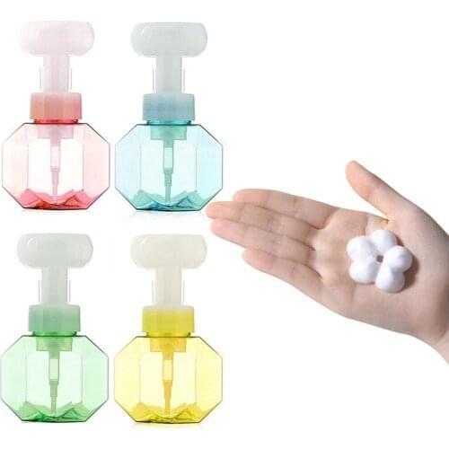 300ml Liquid Soap Dispenser Flower Shape Foam Foaming Pump Empty Bottle Plastic Clear Bottle Shower Gel Foam Pump Bottle