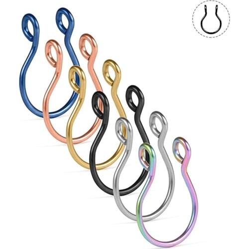 316L Surgical Steel Tribal Fake Faux Clip On Septum Nose Hoop Ring Body Jewelry Piercing Unisex 20 Gauge 5/16"(8mm) 2-6PCS