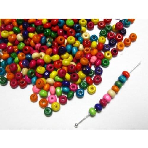 500 Mixed Color 4mm Round Wood Beads~Wooden