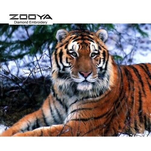 Needlework 5D DIY Diamond Painting Cross Stitch Animals Embroidery Tiger Mountains Rhinestone Pasted Home Decorative CJ190