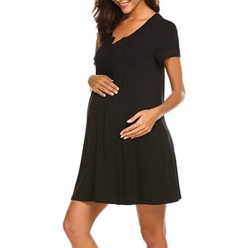 Pregnancy Maternity Pajamas Sleepwear Nursing Pregnant Pajamas Breastfeeding Nightgown Elegant Maternity Nursing Dress