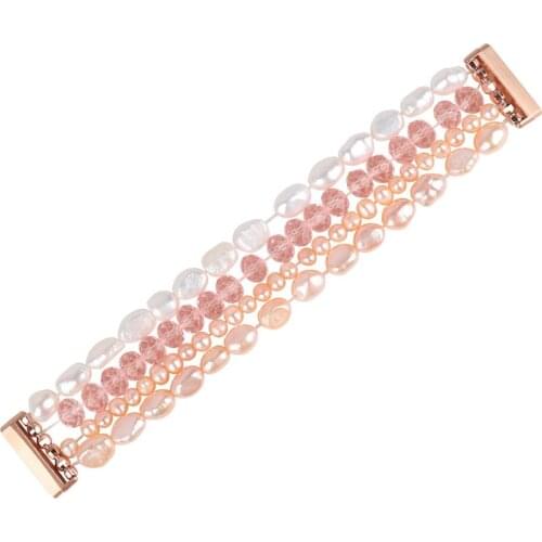 Natural Pearl Straps for Fitbit Sense and Versa 3 Smartwatch Handmade Beaded Elastic Replacement Bracelet Accessories Wristband