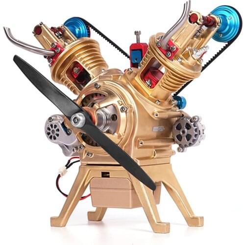 All-Metal Car Mini Manual Assembly V2 Double-Cylinder Engine Model Toy Decoration For Kids Adults 2019 High Quality
