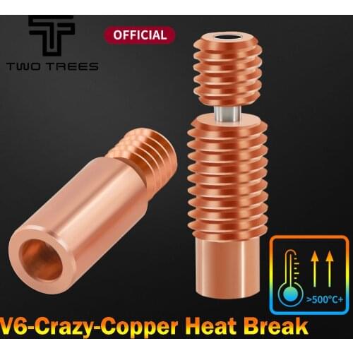 All-Metal NF V6-Crazy Heat Break Copper & Stainless Steel 3D Printer Nozzle Throat For 1.75mm E3D V6 HOTEND Heater Block