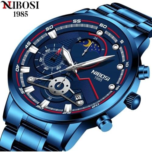 NIBOSI 2021 New Arrival Mens Watches Top Luxury Brand Sport Watch Men Chronograph Quartz Wristwatch Date Male Relogio Masculino