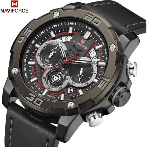 NAVIFORCE Quartz Watch Men Clock Waterproof Top-Brand Luxury Sport Fashion Mens Watches Chronograph Leather New Wrist Watch 2020