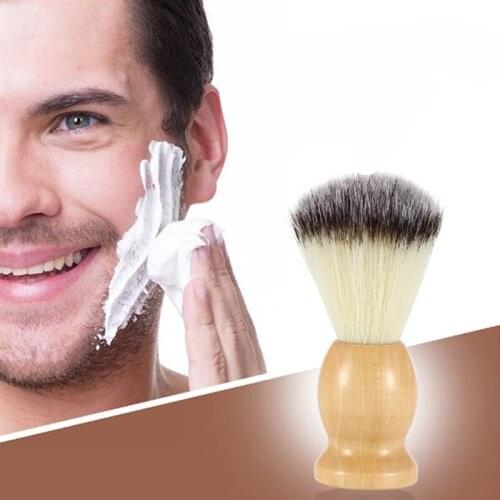 Wooden Handle Soft Face Cleaning Appliance Makeup Tools Mens Shaving Beard Brush Facial Razor Brush Shave Tools For Men