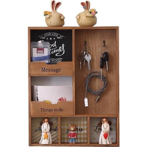 Wood Storage Rack Hanging Wall Hooks Decoration Sundries Holder Living Room Keys Holder Kitchen Vestibule Porch Box
