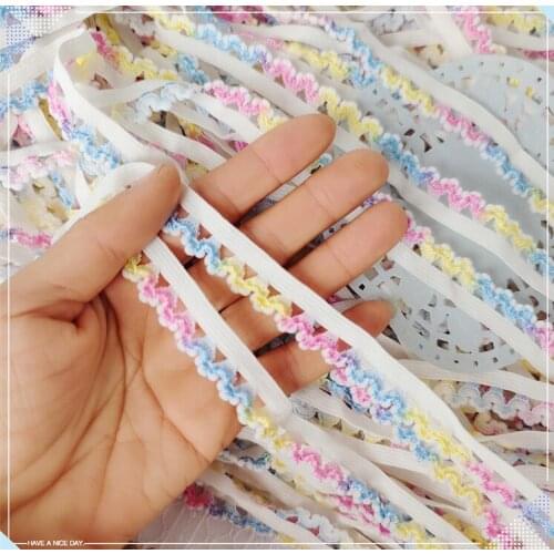 5M Stretch Elastic Lace Ribbon African Lace Fabric Light Pink Lace Trim Embroidered for Sewing Clothing Underwear Accessories