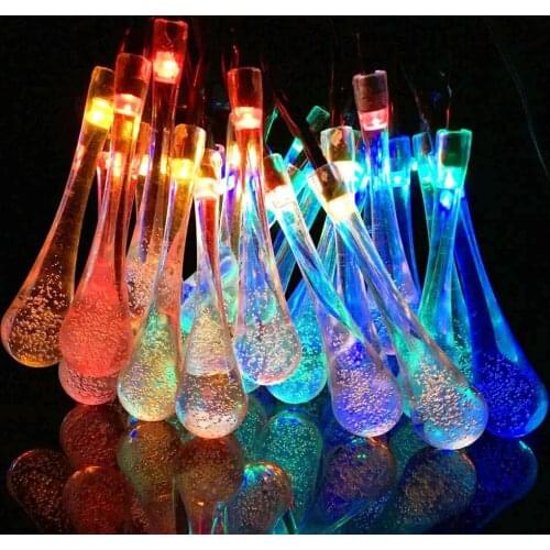 Solar Raindrop String Light Outdoor 1.5-22m Waterproof LED Fairy Lights for Garden Patio Yard Home Party Holiday Decor Lighting