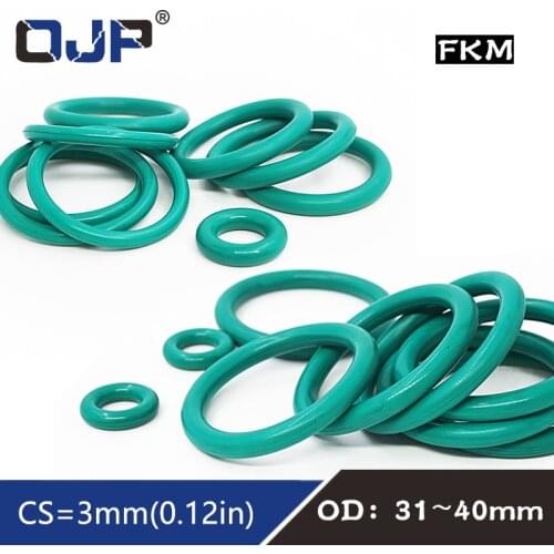 5PCS/lot Fluorine rubber Ring Green FKM O ring Seal OD31/32/33/34/35/36/37/38/39/40mm O-Rings Seal Oil Ring Fuel Gaskets Washer