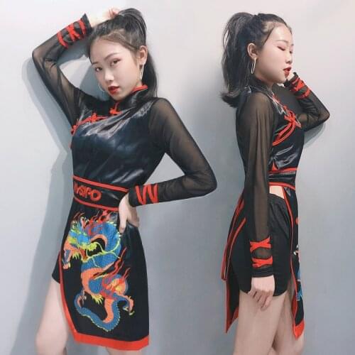 Chinese Style Jazz Dance Costume Female Hip Hop Performance Clothing Women Bar DS DJ Costumes Gogo Dance Stage Costume DQS4387