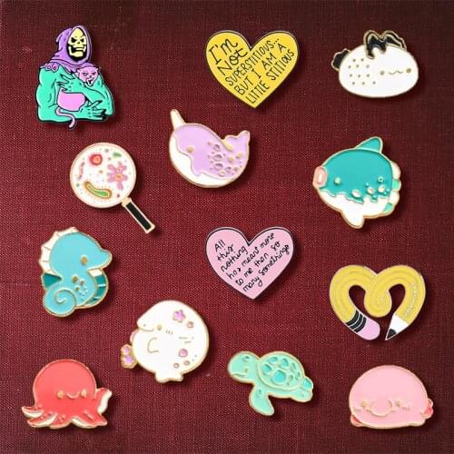 Creative Trendy Cartoon Animal Text Oil Drop Brooch Pin Denim Bag Gift For Friends Men Women Fashion Jewelry Clothes Decoration