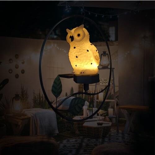 Wrought Iron Resin Owl Chandelier Outdoor Decoration Garden Balcony LED Solar Garden Light Beautiful And Generous