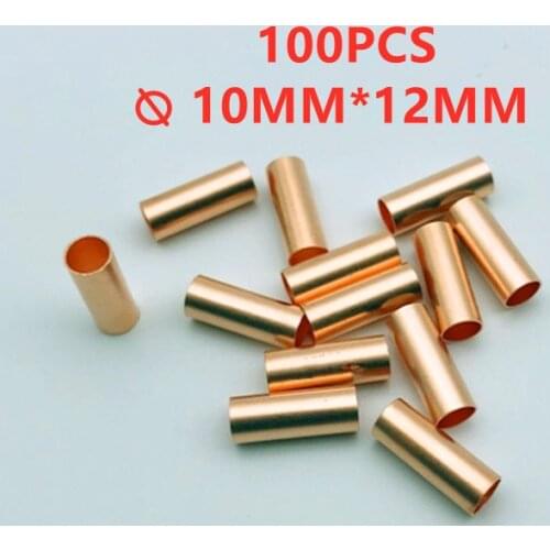 100PCS 10mm Copper connecting pipe wire joint small copper tube intermediate joint direct connection pressure pipe cold pressed