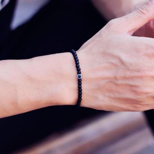 Minimalist Turkey Evil Eye Bracelet Man 4mm Small Beaded Braslet Hand Accessories For Hombre Natural Hematite Tiger Eye Braclet