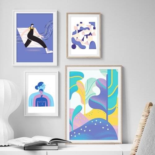 Fashion Girl Mountain Abstract Modern Art Wall Art Canvas Painting Nordic Posters And Prints Wall Pictures For Living Room Decor