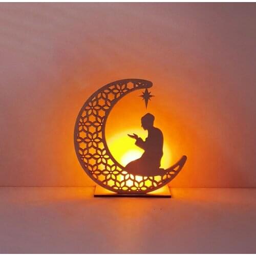 Moon Wooden Craft EID Mubarak Decor Ramadan Decoration Ramadan Lantern Ramadan Kareem Islamic Muslim Eid Al-fitr Decor Supplies