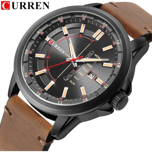 Mens Watches Top Brand Luxury CURREN Casual Sport MIlitary Quartz Watch Leather Strap Waterproof Watch Relogio Masculino
