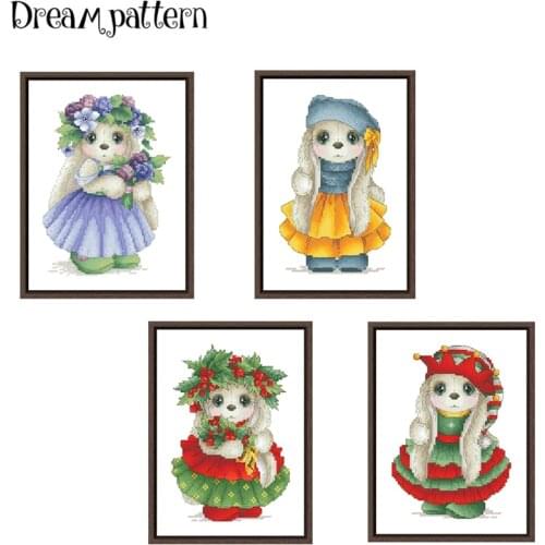 Bunny blackberry cross stitch kits cartoon pattern 18ct 14ct 11ct white fabric cotton thread DIY embroidery kit for beginners