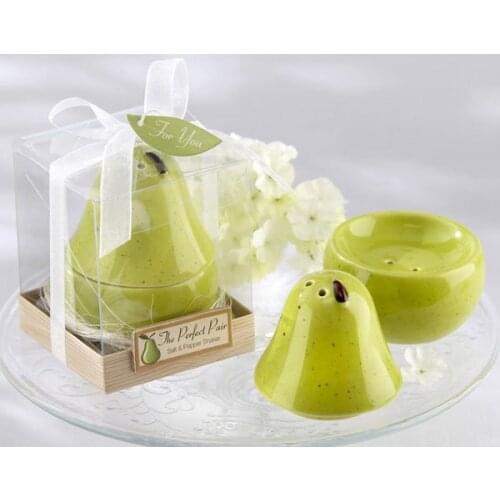 NEW ARRIVAL "The Perfect Pair" Pear Ceramic Salt and Pepper Shaker Wedding giveaways gifts and favors 100sets/lot FREE SHIPPING