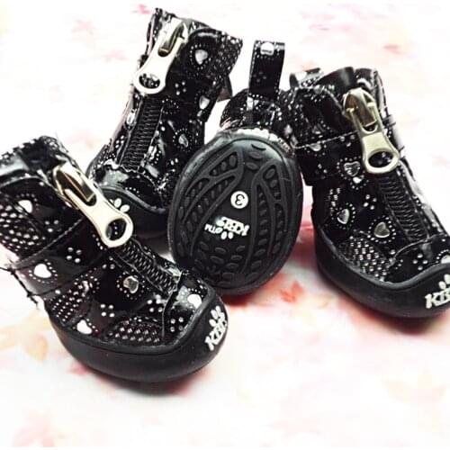 Pet Shoes For Dogs Small Dog Meshed Breathab PU Boots Autumn And Winter Cat Shoes Waterproof Pink Red Black Purple