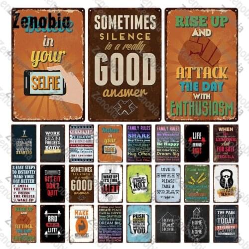 Warning Sign Metal Inspiring Words Metal Poster Sometimes Silence Is A Really Good Answer Decorative Tin Plate Home Decor Plaque