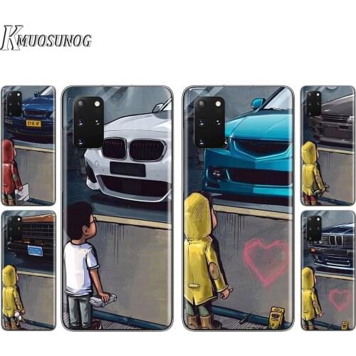 Cute little boy car For Samsung S20 FE A91 A81 A72 A71 A52 A51 A42 A41 A32 A31 A21 A12 Lite Transparent Phone Case