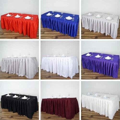 Rectangle Polyester Tablecloth Skirt Round Table Skirting For Wedding Banquet Event Party Decoration