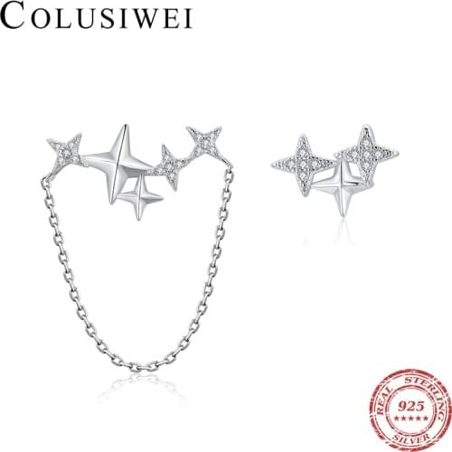 Colusiwei Various Star With Tassel Earring 925 Sterling Silver Sparkling Stud Earrings Gift for Girl Statement Fashion Jewelry