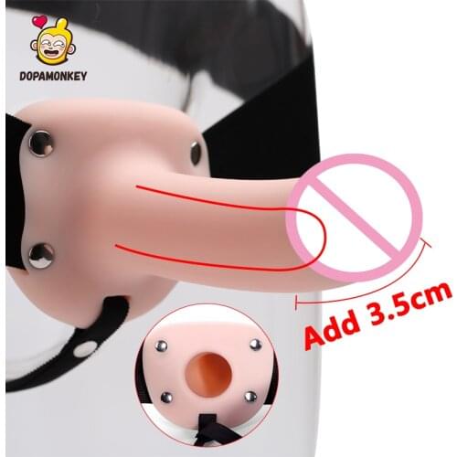Silicone Reusable Penis Condom Male Penis Enlargement Pants Wearable Dildo Delay Ejaculation Couple Sex Toys Penis Grows 3.5 Cm