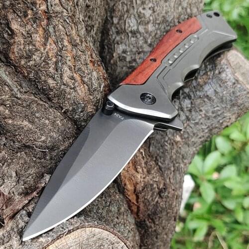 RM High-Sharp Steel + Wooden Handle Folding Knife,Portable Tool For Daily Life Outdoor Pocket Survival Knife,DPX Anti-Rust Blade