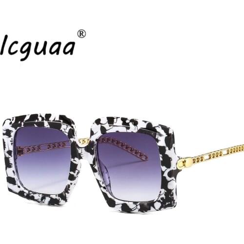 Oversize Square Sunglasses Metal Chain Legs Men Women Fashion Shades Vintage Glasses Male Female Eyewear