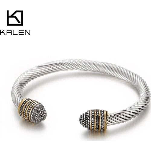 KALEN Stainless Steel 316L Sporty Charm Bracelet Open Fashion Cuff Bangle