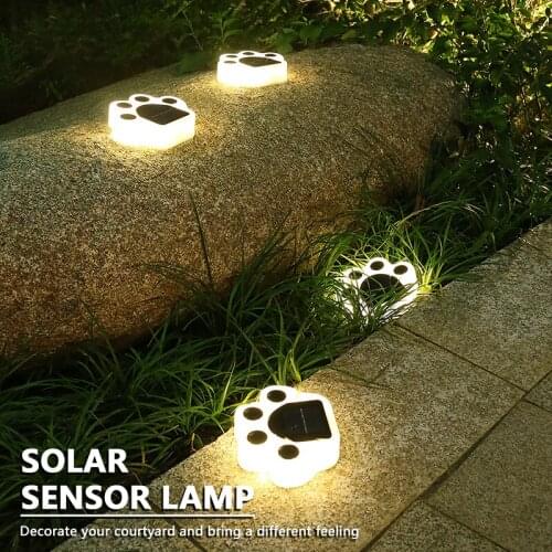 LED Solar Power Bear Paw Animal Prints Solar Street Lights Outdoor Solar Lamp Waterproof For Garden Patio Path Yard Lighting