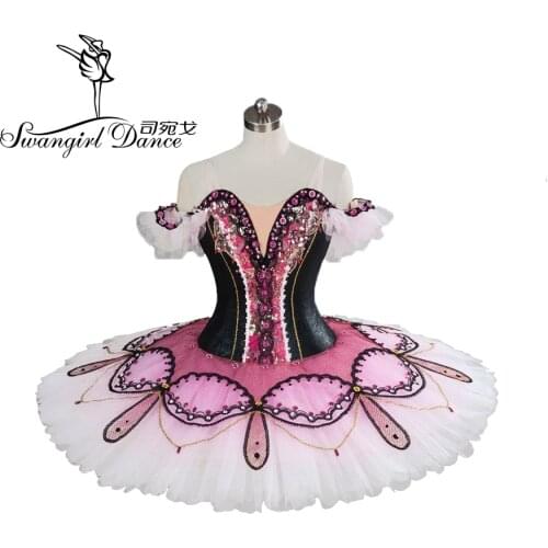 High quality black pink ballet tutu professional nutcracker tutu with flowers pancake tutu classical ballet tutu BT9100