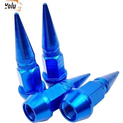 YOLU 4Pcs Aluminum Alloy Bicycle Valve Caps High Pressure Spikes Tire Valve Dust Cover for Bike AutoCar Accessories