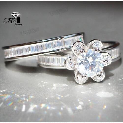 YaYI Jewelry Princess Cut 5.4 CT White Zircon Silver Color Engagement Rings wedding Heart Rings Girls Party Set Rings Gifts 832