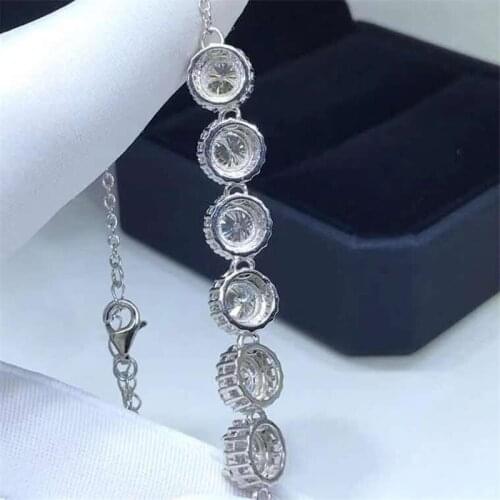 UMQ 18K White Gold Plated 3 ct Pass Diamond Test Round Excellent Cut D Color Sparkling Moissanite Bracelet Chain for Women