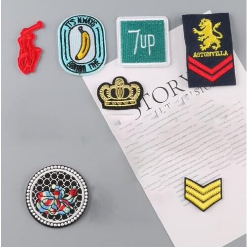 Golden Thread Crown Cloth Patches Army Badges Iron on Number Banana Appliques for Jackets Bags Sewing Stickers DIY Patchwork