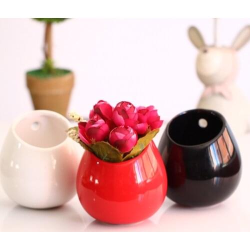 1PCS White Simple Creative Home Succulent Ceramic Drum Potted Pot Hang Mini Succulent Ceramic Potted Flower Pot without flower