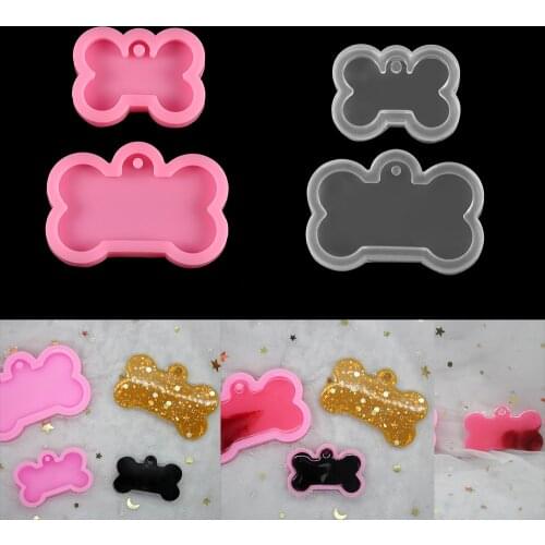 2 Sizes DIY Dog Tag Bone Shaped Keychain Casting Silicone Mould Crafts Key Chain Pendant Making Tools Crystal Epoxy Resin Mold